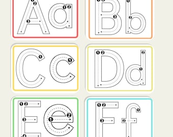 Alphabet Tracing Wipeable Flash Cards Practice Writing Children Kids Preschool First Words Printable Download PDF