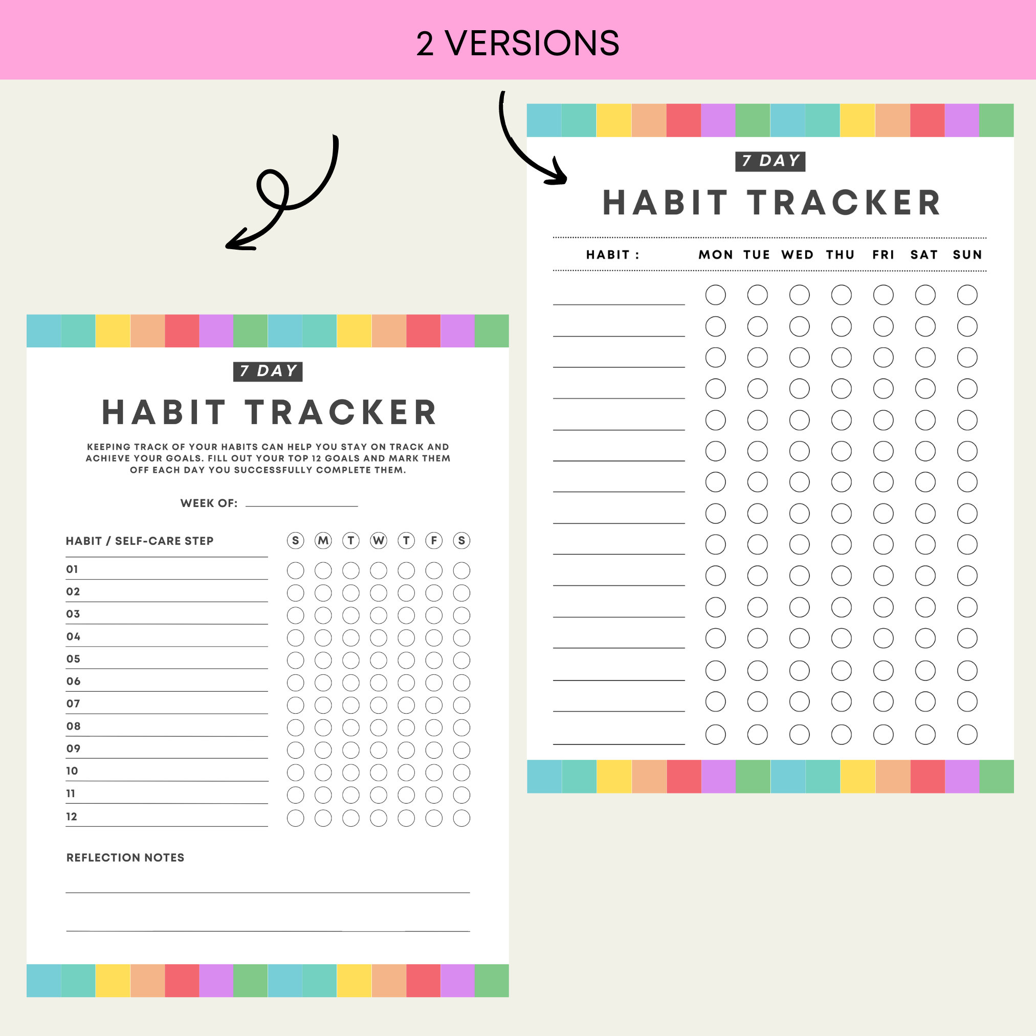 Weekly Habit Tracker Printable Digital Template Routine Tracker 7 Day ...