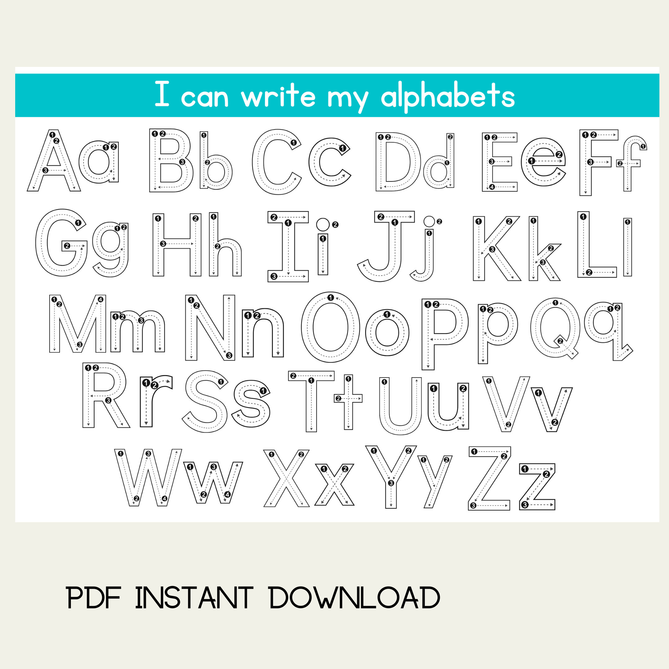 Alphabet Tracing Mat Practice Writing Children Kids Preschool First