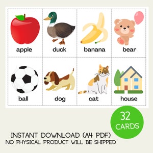 First Words Alphabet Flash Cards Baby Toddler Children - Etsy