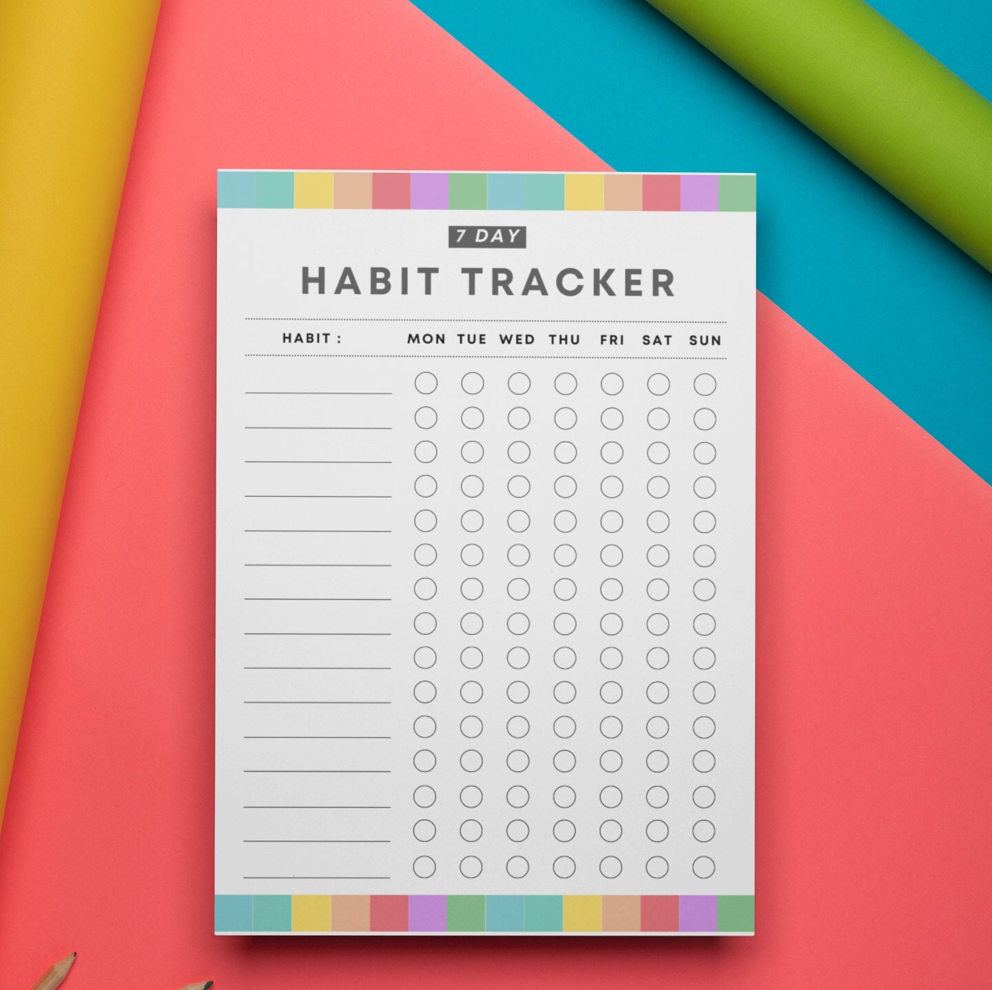 Weekly Habit Tracker Printable Digital Template Routine Tracker 7 Day ...