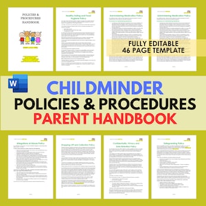 Kindertagesstätte Eltern Handbuch Richtlinien und Verfahren Tagesmutter Papierkram Haus Kindergarten Tagespflege Formen druckbare Vorschule EYFS Ofsted