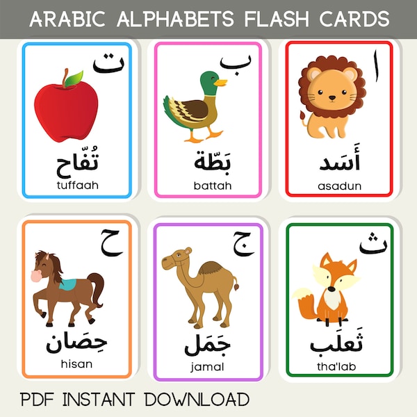 Arabic Alphabet Educational Flash Cards Learning Islamic Quran Tajwid Muslim Children First Words Digital