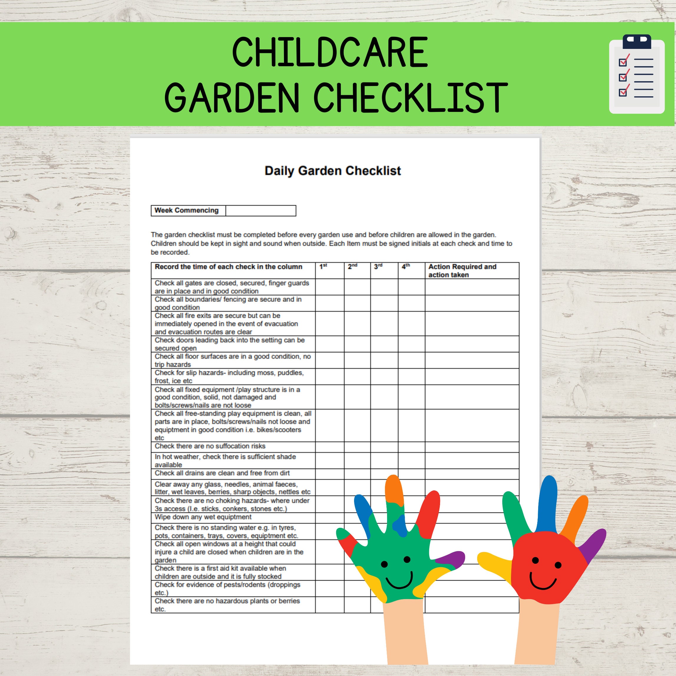 Child Care Garden Daily Checklist Daycare Child Minding Requirements child-care-garden-daily-checklist-daycare-child-minding-requirements
