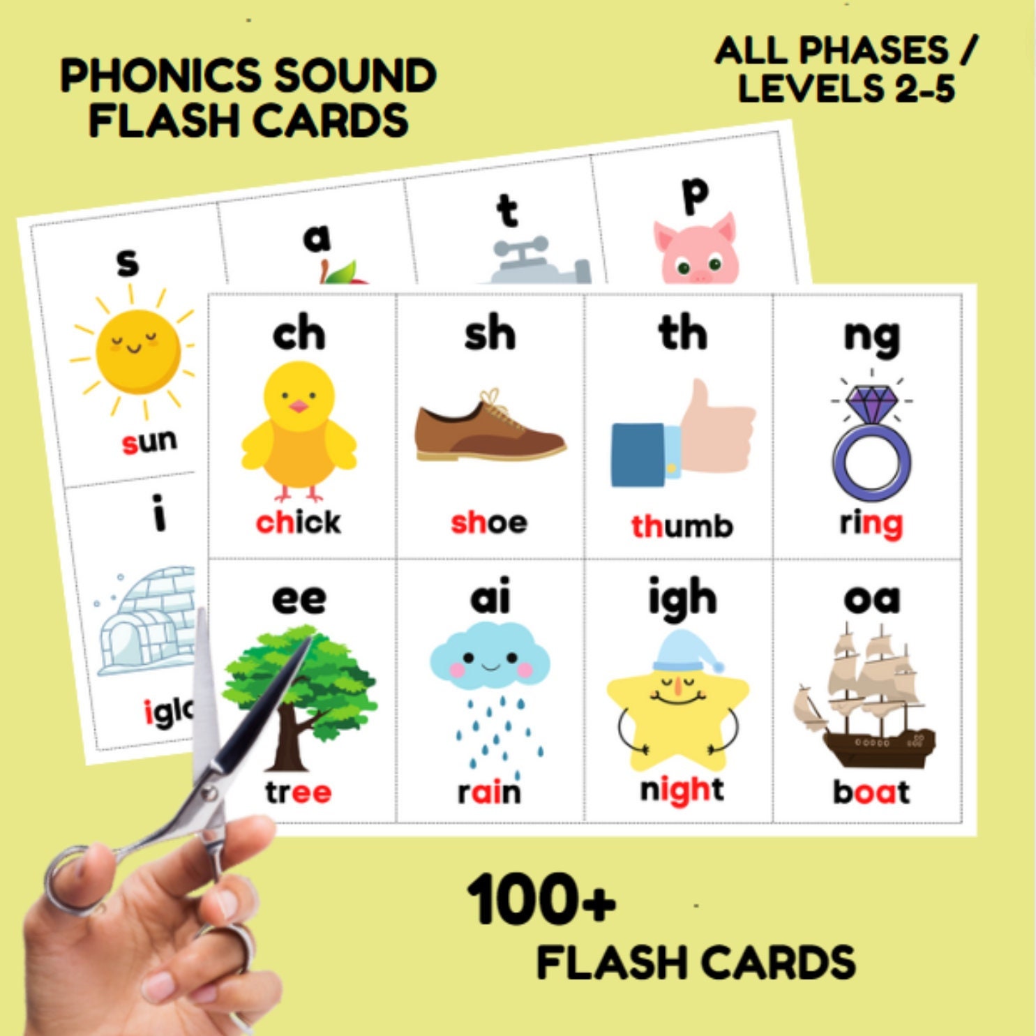 Printable Phonics Flashcard bundle -  Israel