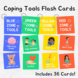 Tarjetas flash y pantalla de zonas de regulación, tarjetas de autorregulación, cordón imprimible, sentimientos, paquete de emociones