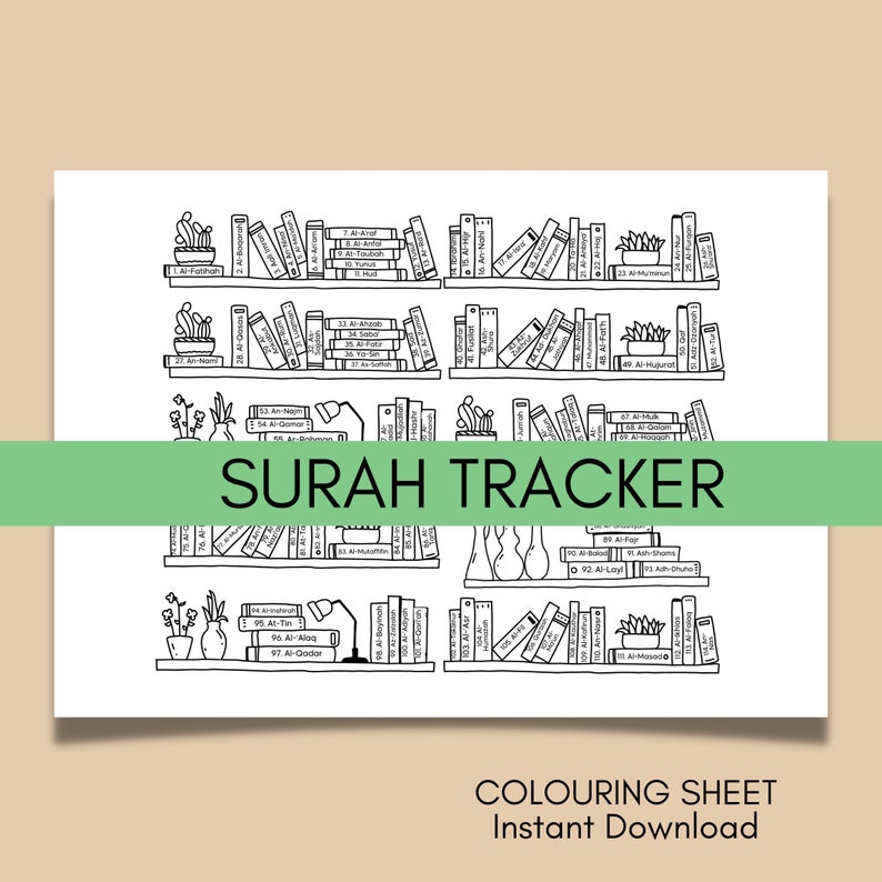 Surah Tracker, Quran Tracker, Checklist, Children Islamic Education, Colouring Sheet, Printable, Juz Amma, Memorisation Tracker, Muslims image 1