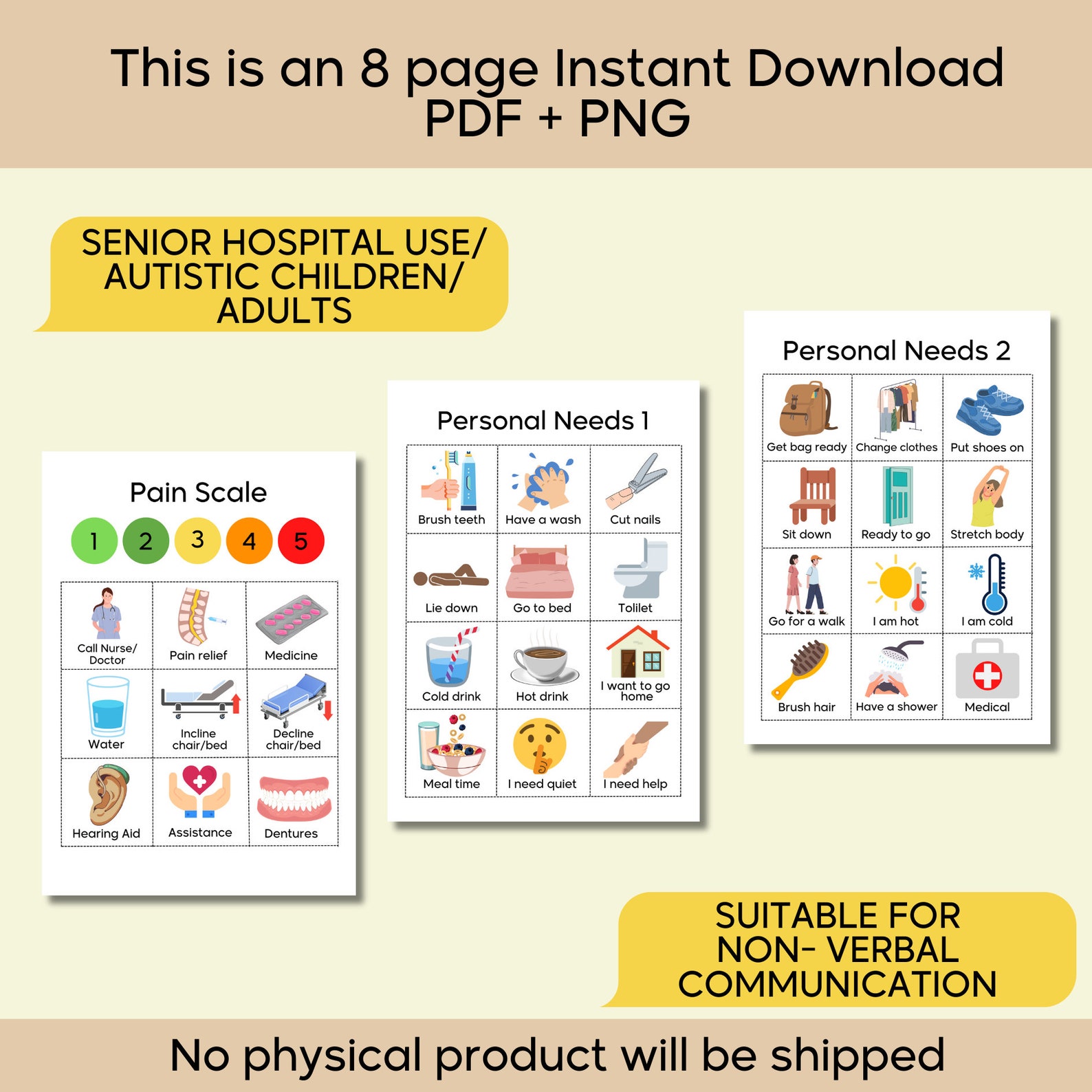 Non Verbal Communication Visual Board Flash Cards Special Needs Senior ...