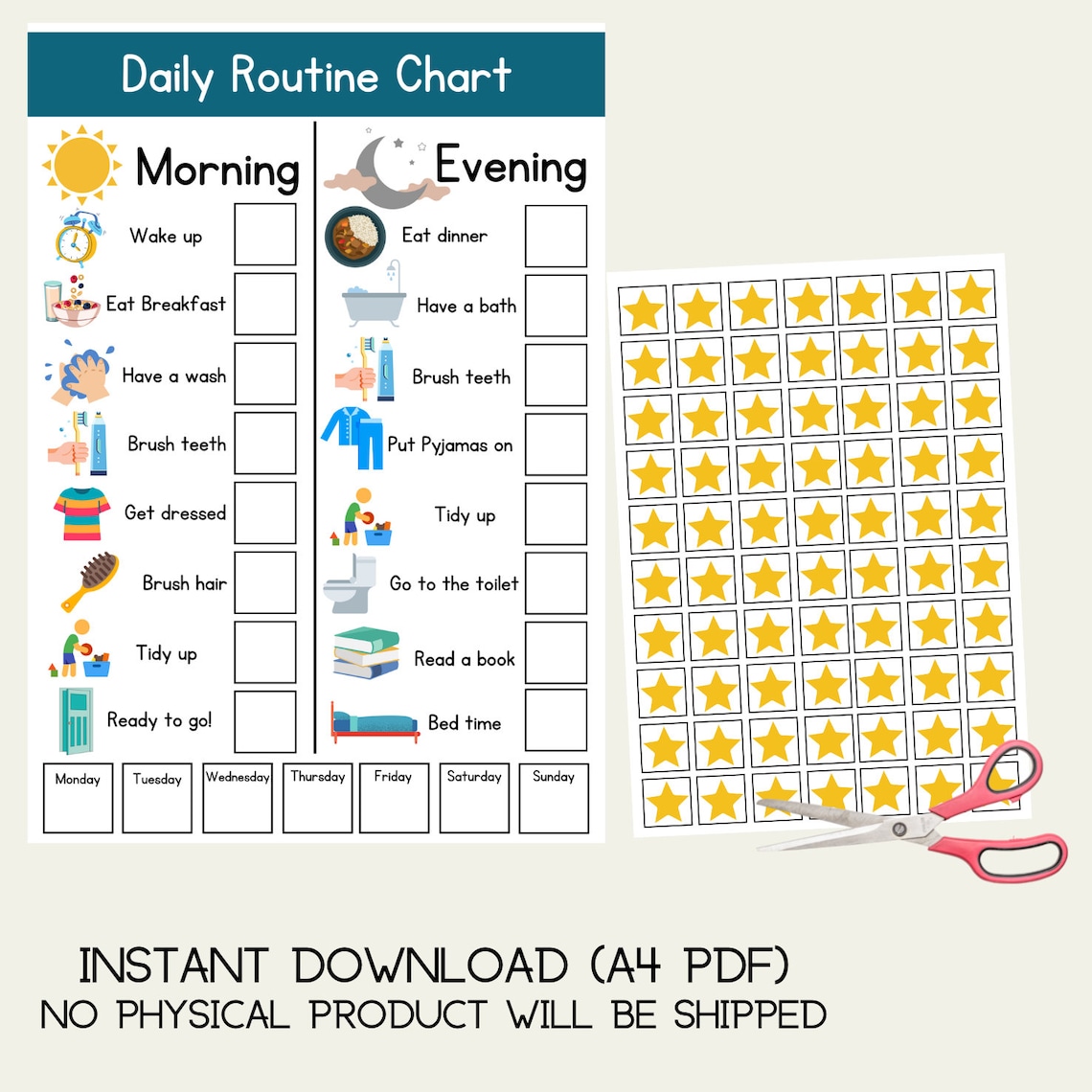Daily Routine Chart Home School Autism Special Needs Children Kids Day ...