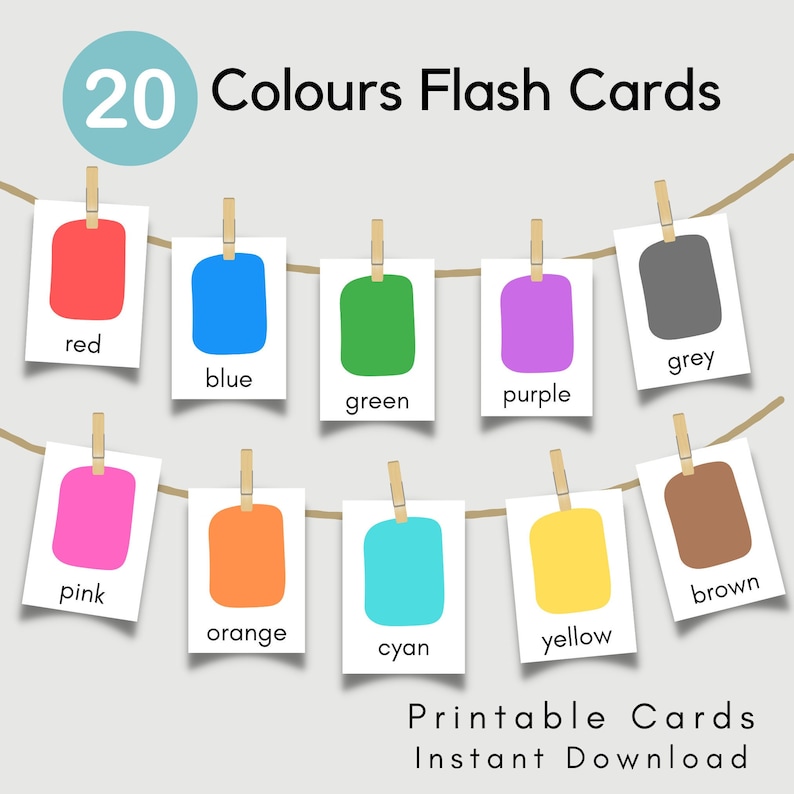 Colour Cards Preschool Flash Cards Learning Colours Printable Cards