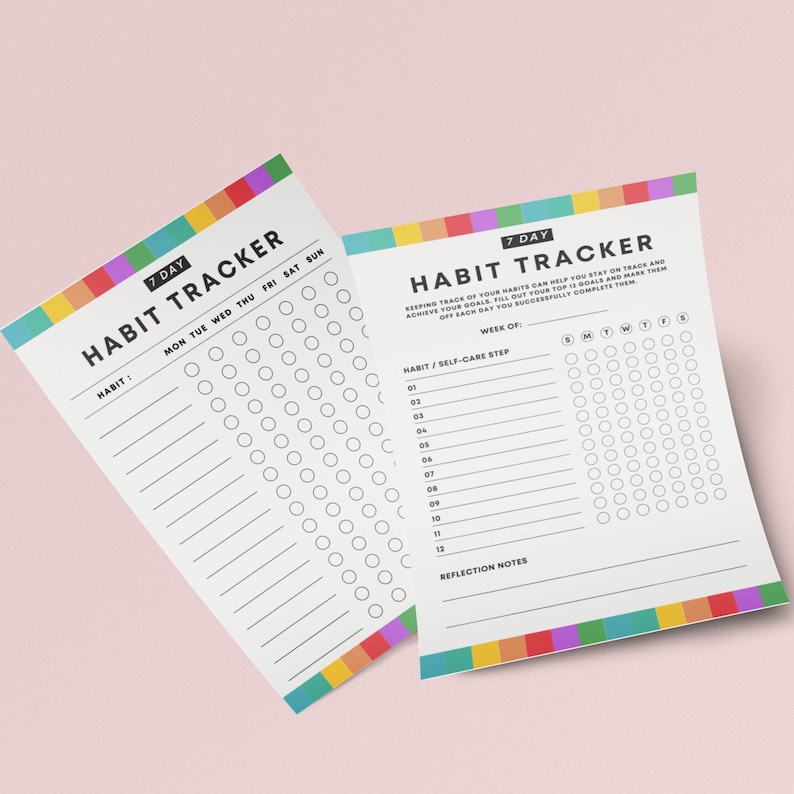 Weekly Habit Tracker Printable Digital Template Routine Tracker 7 Day ...