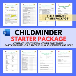 Kita STARTER PAKET Tagesmutter Papierkram, Formulare, Risikobewertungen, Checklisten, Kindergarten Tagespflege Formulare Druckbare Vorschule EYFS Ofsted