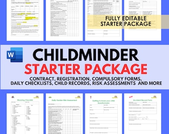 Daycare STARTER PACKAGE Childminder Paperwork, Forms, Risk Assessments, Checklists, Nursery Day Care Forms Printable Preschool EYFS Ofsted