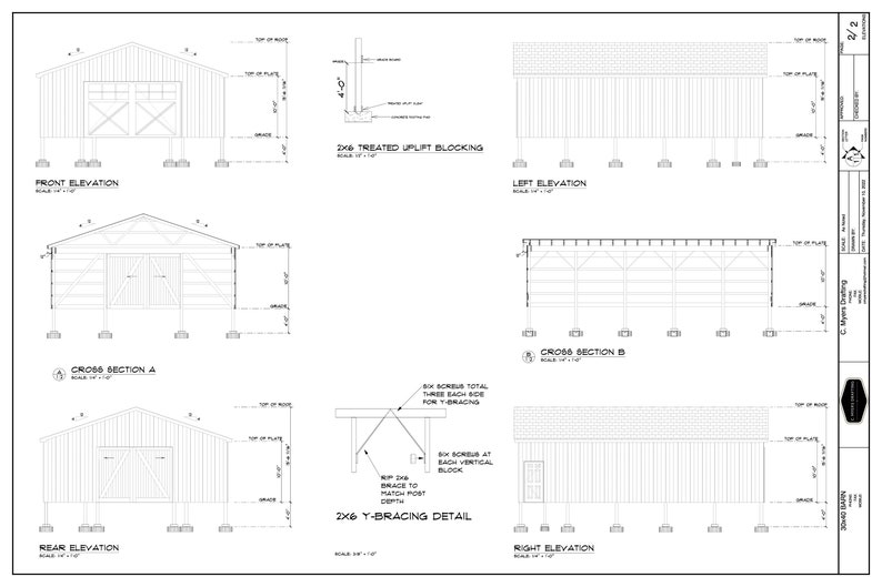 30x40 Pole Barn Plan Etsy