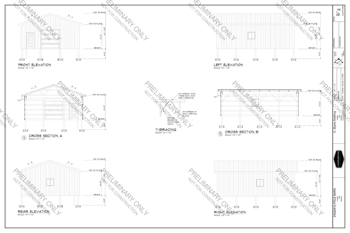 24x32 Pole Barn Plan Etsy