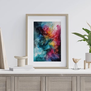 Levendige aquarelnevel, afdrukbare muurkunst, aquarelmuurkunst, kantoormuurkunst, huismuurkunst, cadeauidee