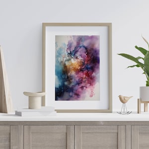 Aquarel nevel, afdrukbare muurkunst, kunst aan de muur nevel, wanddecoratie, kantoorkunst, huiskunst, cadeau-idee, afdrukbare nevelkunst