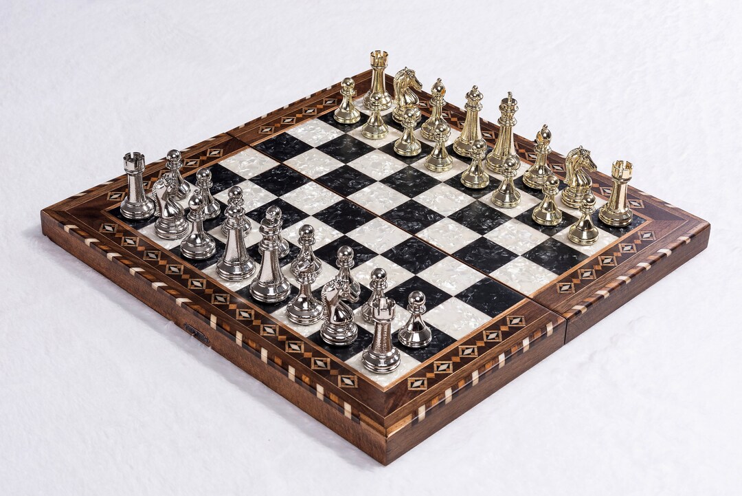 Customize Vintage Chess Set Storage With Metal Classic Chess Etsy