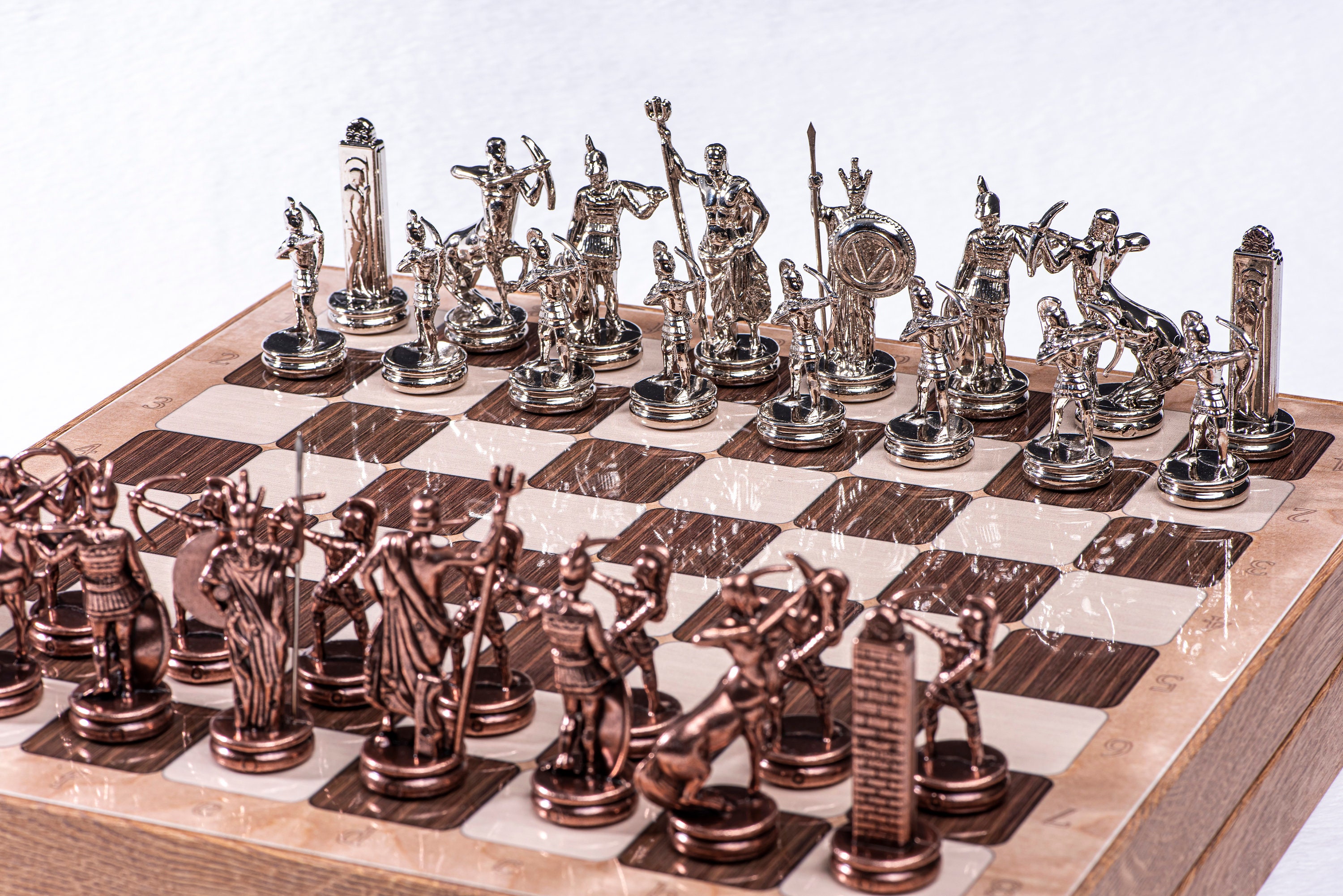 Medieval Fairy Fantasy Chess Board Game Set 3D Woodland Platform Resin  Pewter