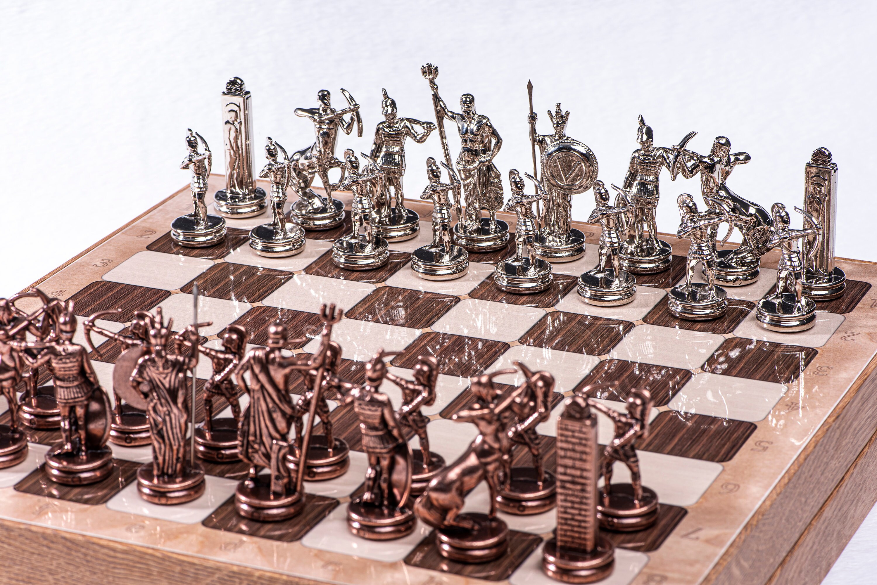 Medieval Fairy Fantasy Chess Board Game Set 3D Woodland Platform Resin  Pewter