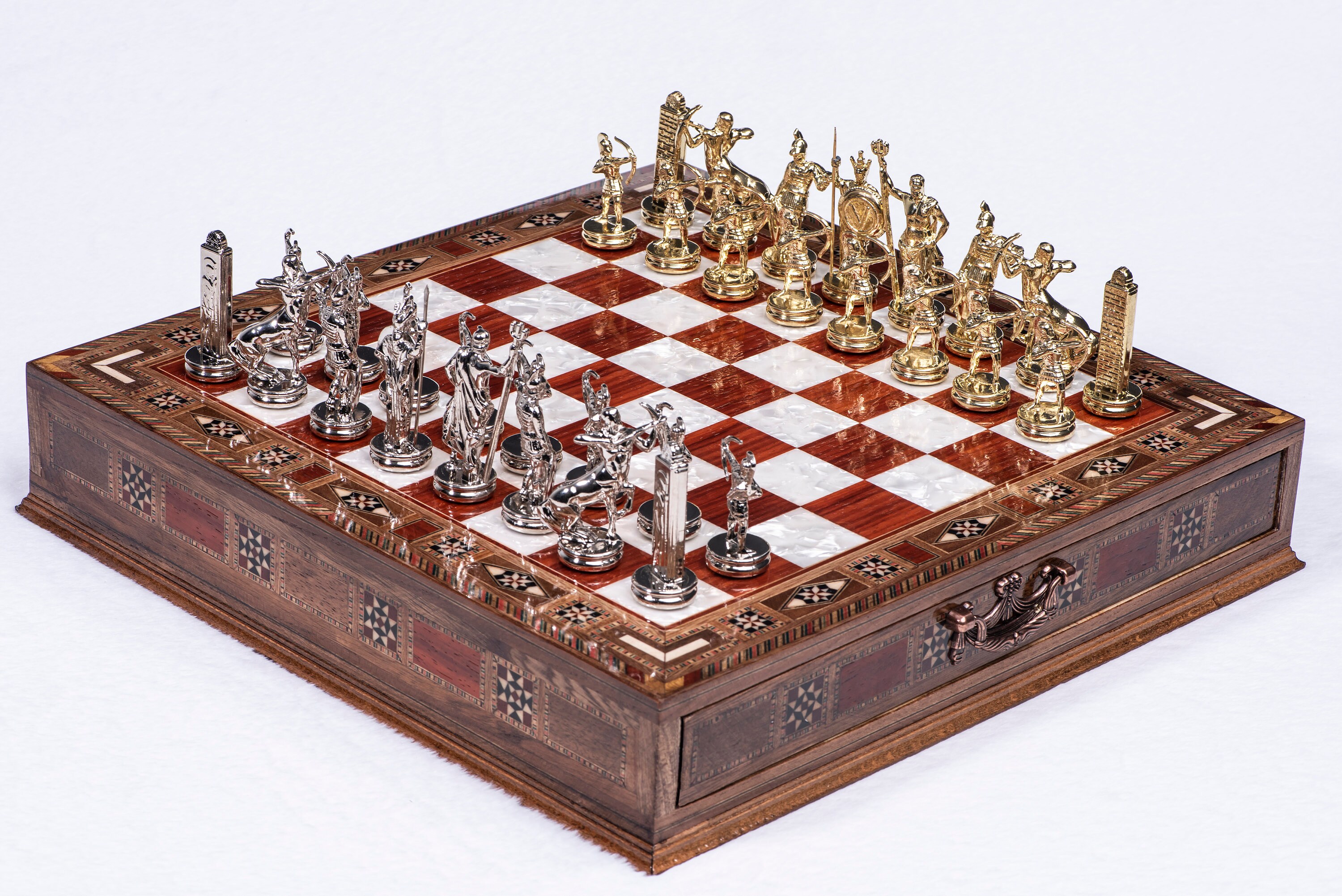 15.3 Personalized Chess Set Handmade, Sets With Metal Pieces, Schach,  Custom Set, Board Storage - Yahoo Shopping