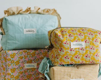 The Classic Boxy Bag - Handmade Quilted Makeup Bag