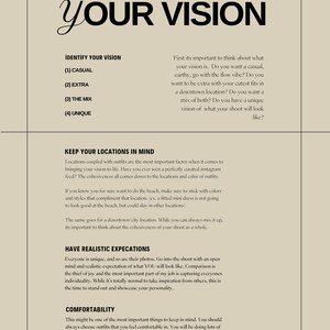 Op de afbeelding: Een pagina uit een senior stijlguide met de titel "Your Vision" en koppen voor "Identify Your Vision", "Keep Your Locations in Mind", "Have Realistic Expectations" en "Comfortability".