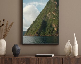 St Lucia Piton Mountain Print: Caribbean Travel Photography (Digital Download)