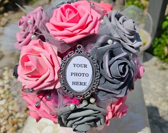 Pink, Gray & Silver- One of a kind! Pink Wedding - Pretty in Pink Wedding Bouquet