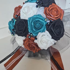 Teal and Burnt Orange Wedding Bouquet