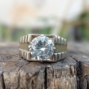 Men&#39;s Moissanite Silver Ring, Men Moissanite ring, Sterling Silver Ring, Ring for boyfriend, Gift for him, Valentine Gift, Anniversary Gift