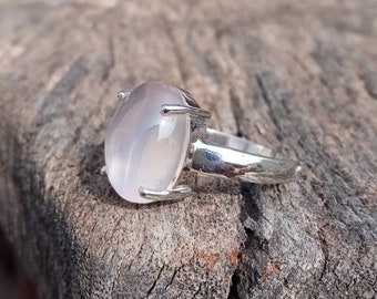 Pink Rose Quartz Ring, Rose Quartz Gemstone Ring, 925 Sterling Silver Ring, Quartz Silver Ring, Boho Ring, Natural Gemstone Ring