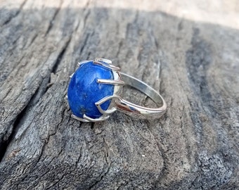 Natural Lapis Lazuli Ring, Handmade Silver Ring, Lapis Silver Ring, 925 Sterling Silver Ring, Ring for Women, Blue Gemstone Ring, Gift Ring
