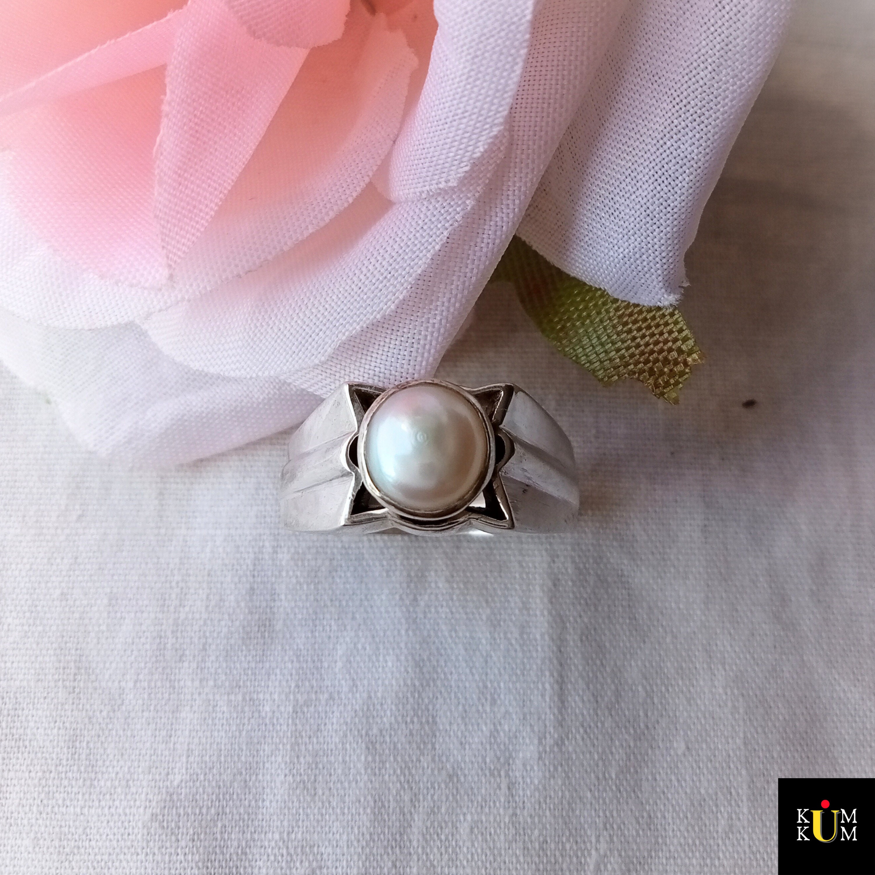Essential Pearl (Moti) silver ring – Kundaligems.com