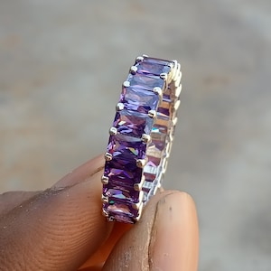 Vintage Amethyst Eternity Band, 925 Sterling Silver Ring, February Birthstone Ring, Purple Gemstone Ring, Handmade Ring, Handmade Ring
