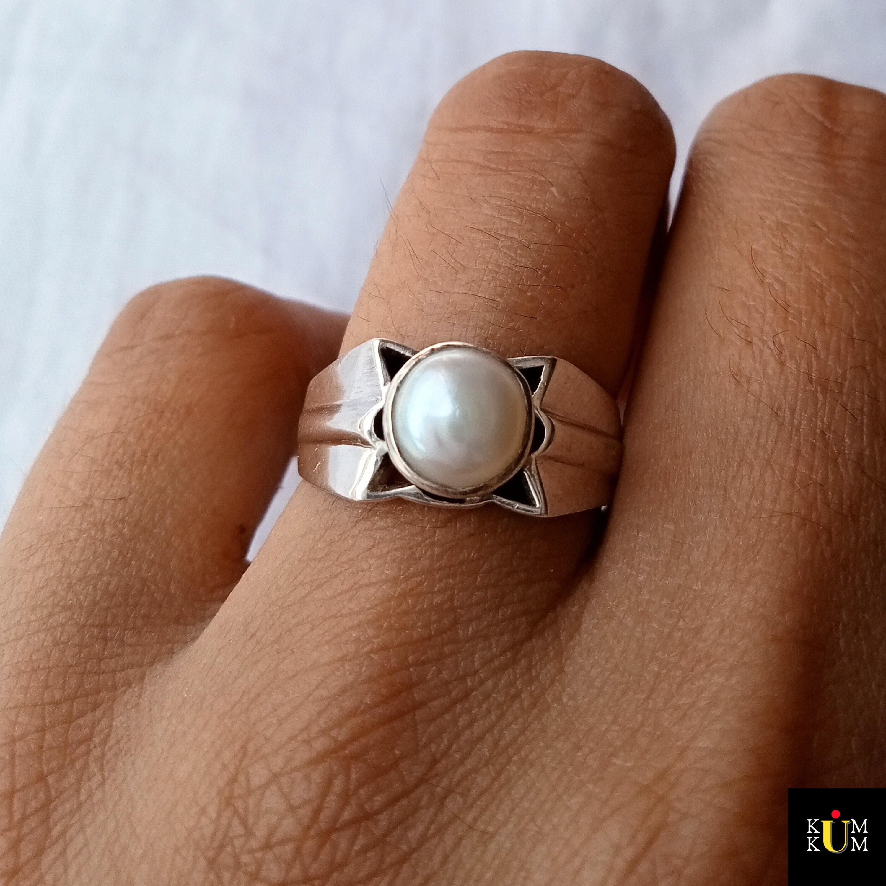 Mother Of Pearl Stone Men Silver Rings