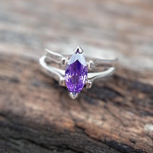 Reversible Ring, Flip Ring, Marquise Cut Engagement Ring, Birthstones Ring, Amethyst Ring, Diamond Ring, Two in a One Ring, Custom Ring