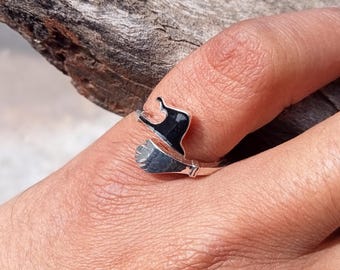 Sterling Silver Witch Broomstick Ring: Handmade Halloween Jewelry