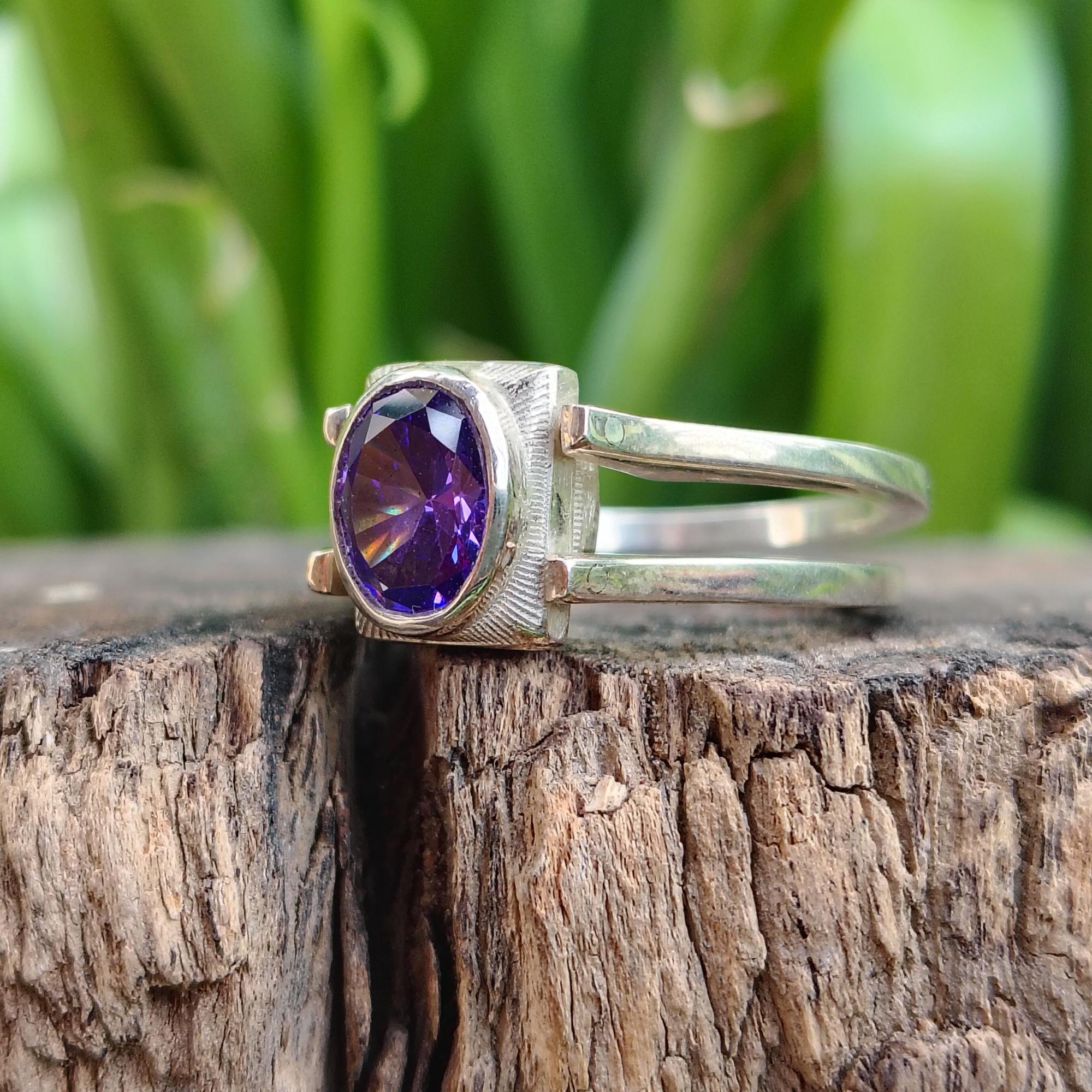 Custom Sterling Silver Reversible Birthstone Ring - Two Stone Flip Band ...