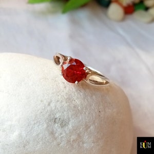 Vintage Ruby Engagement Ring, Ruby Dainty Ring, Silver Ruby Ring, Red Stone Ring, 925 Sterling Silver Band, Art Deco Ring, Wedding Ring