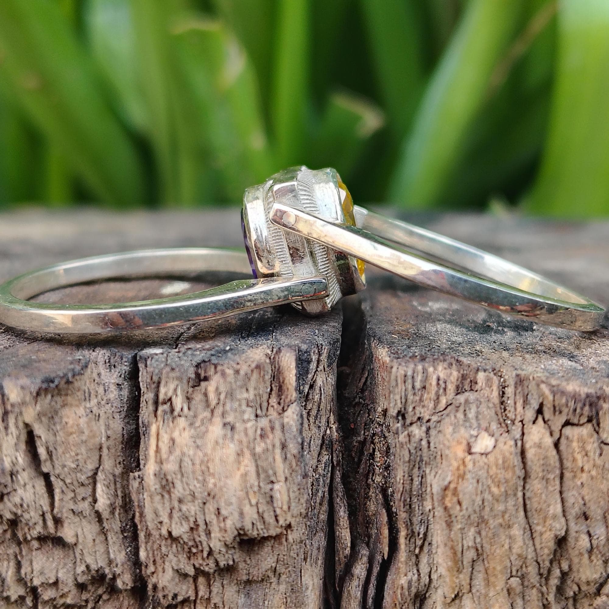Custom Sterling Silver Reversible Birthstone Ring - Two Stone Flip Band ...