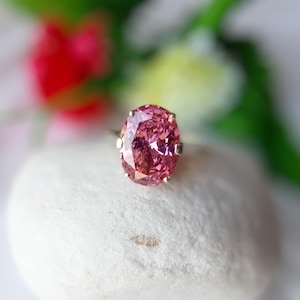 Delicate Pink Sapphire Ring, Large Pink Sapphire Engagement Ring, 925 Sterling Silver Ring, Wedding Ring, Dainty Ring, Oval Shape Ring