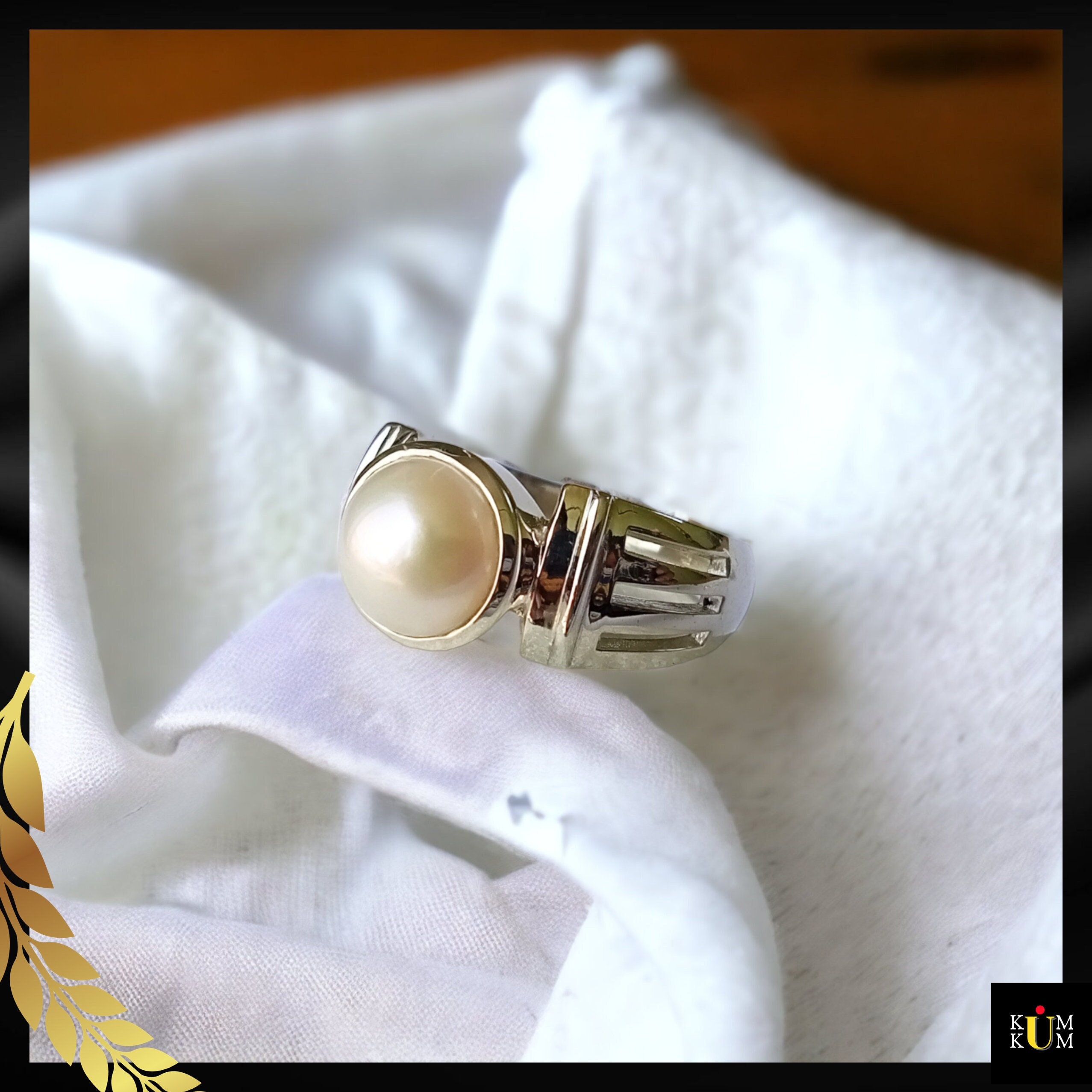 Natural Pearl Ring: 925 Sterling Silver Band, Men's Valentine Gift