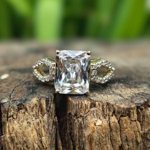 Vintage Radiant Cut Moissanite Ring, Handmade Moissanite Wedding Ring, 925 Sterling Silver Ring, Moissanite Engagement Ring, Promise Ring