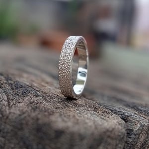Textured 925 Sterling Silver Pattern Ring for Men, Textured Minimalist Ring for Him, Unique Ring, Handmade Ring, Dainty Band, Unisex Band