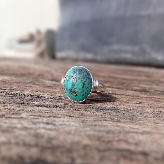 Handgefertigter Ring Aus 925 Sterlingsilber Mit Türkis-Edelstein