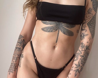 Black cheeky basic minimalistic staple adjustable two-piece swimwear bikini set eco-friendly