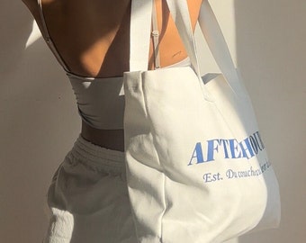 Afterhours Totebag Sac à provisions en coton biologique Sac de week-end esthétique minimaliste unisexe Sac de plage