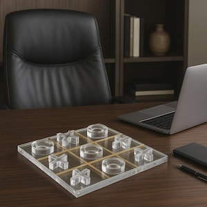 Luxury Tic Tac Toe, Minimalist Board Game, Elegant Acrylic Set, Transparent Coffee Table Game, Sleek Party Game, Modern Home Decor, Fun Gift