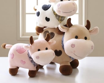 Tecknade söta rosa kor plyschleksaker 17 cm mjuk djur nötkreatur plysch kawaii bomullsfylld docka heminredning barn flickor presenter rumsdekoration